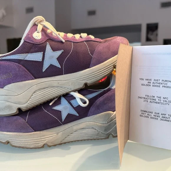 Golden Goose purple Lavender blue leather star “Running Shoe” size 7 - Picture 1 of 6